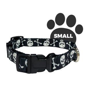 Perri's Dog Collar Small Adjustable Skull and Crossbones D-ring buckle NWT